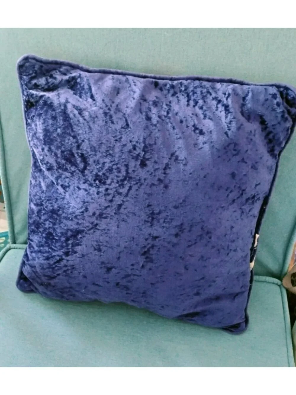 Vintage Union Jack Throw Pillow Crushed Velvet Rhinestone Accents 18